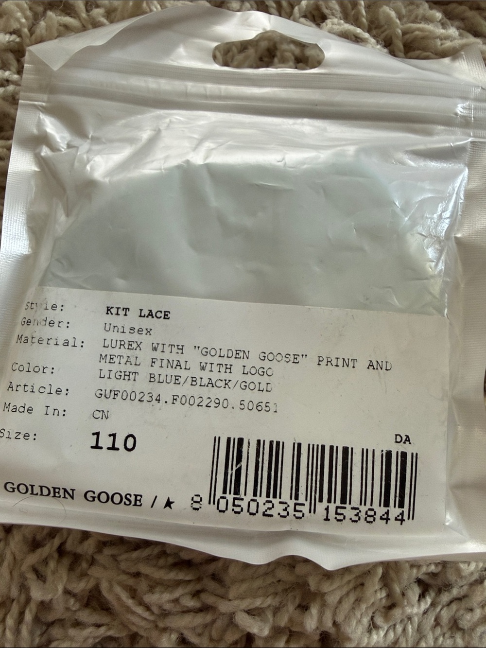 Golden Goose Turquoise Glitter Shoelace Pair size 110 - Picture 2 of 4
